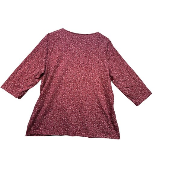 Cj Banks Womens V-Neck 3/4 Sleeve Top Blouse Size X Rose Patterned Casual - Picture 7 of 10